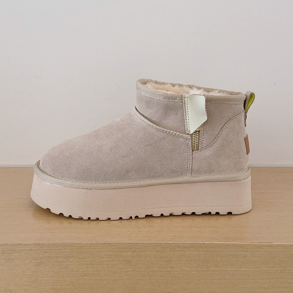 Women's platform zipper snow boots