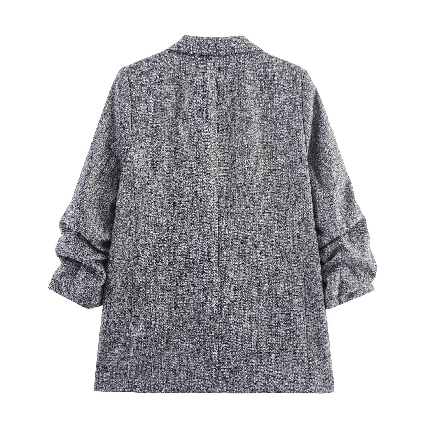 Women's new fashion pleated sleeve casual Button-up suit jacket