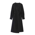 women's new fashion cotton V-neck wrapped shirt style MIDI dress