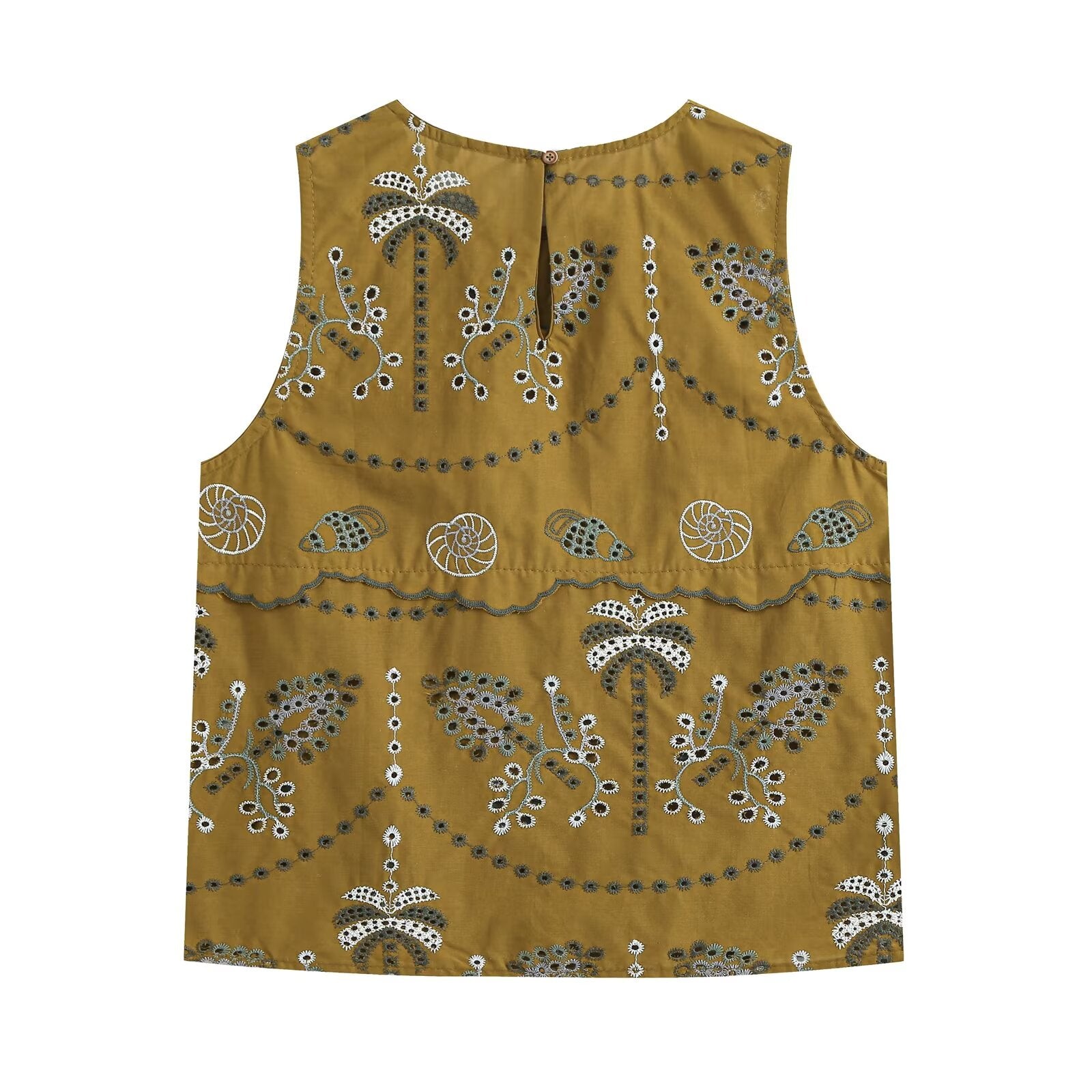 suit Women's 2 pieces hollowed out embroidered sleeveless top+skirt