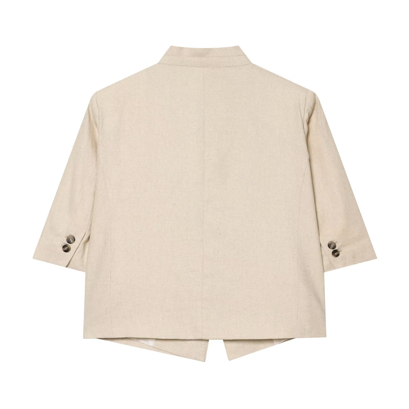 Women's short sleeved linen blend Blazer Coat