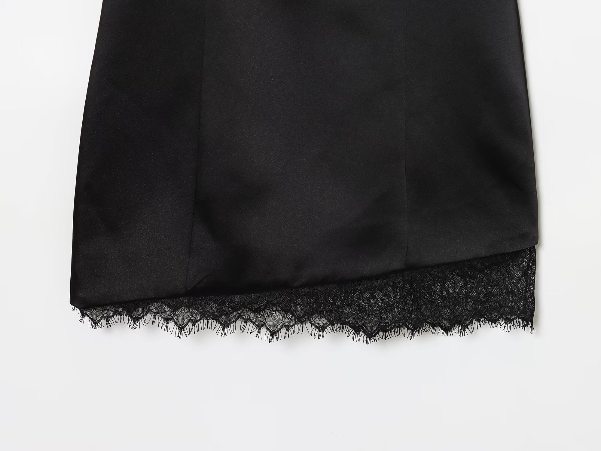 Women's new satin texture sexy lace suspender mini dress