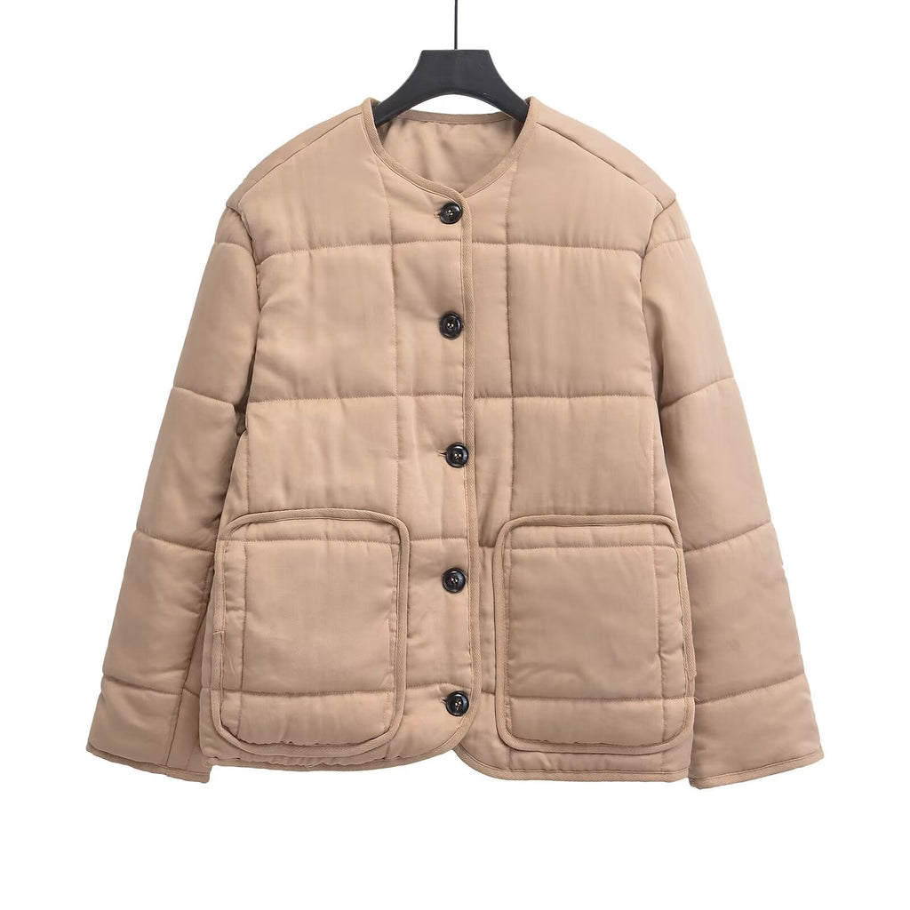 Women's loose new O Neck long sleeved cotton Coat