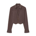 Women's casual short lapel striped shirt