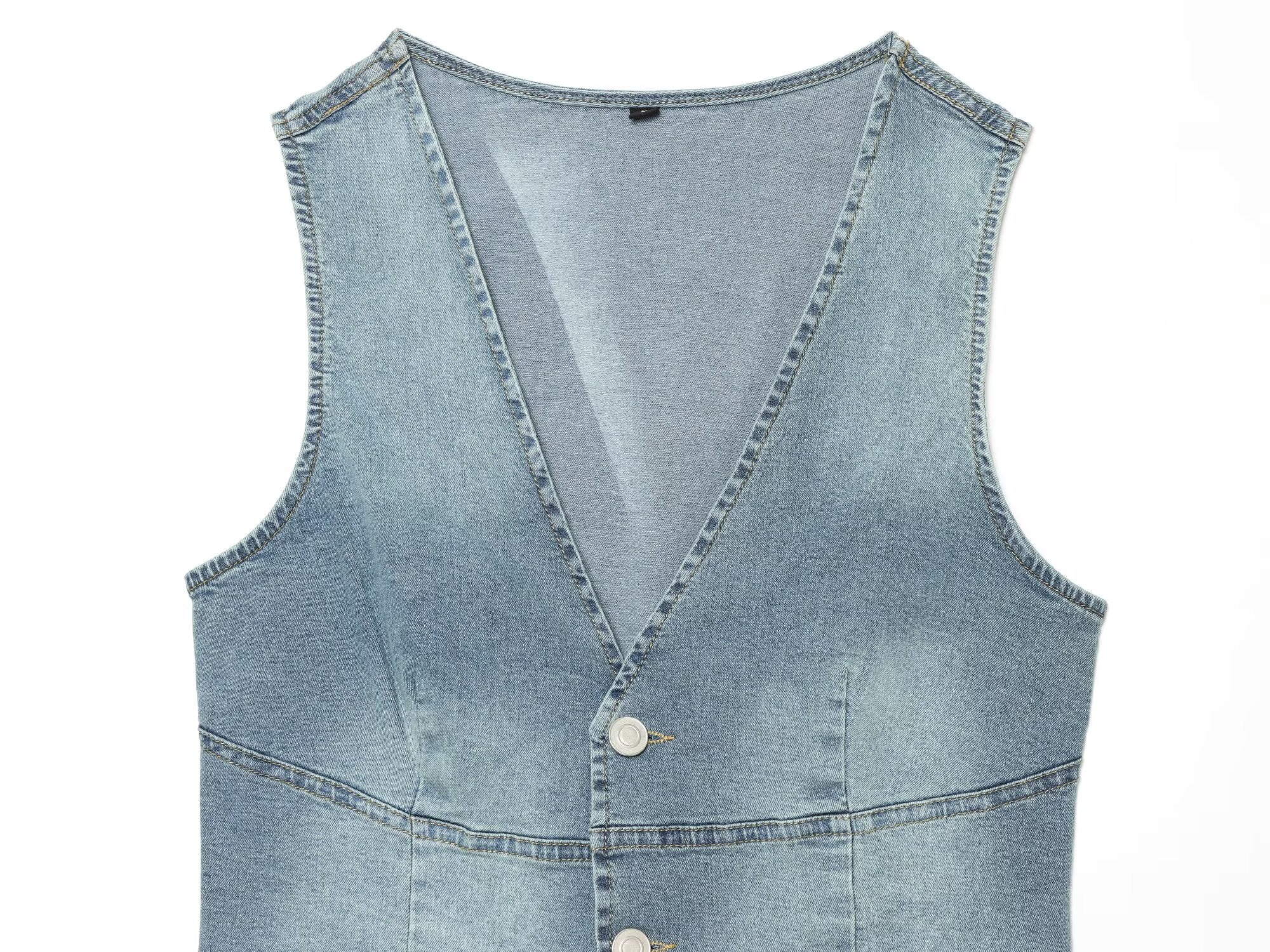 suit Women's 2 pieces slim denim vest style top+denim shorts
