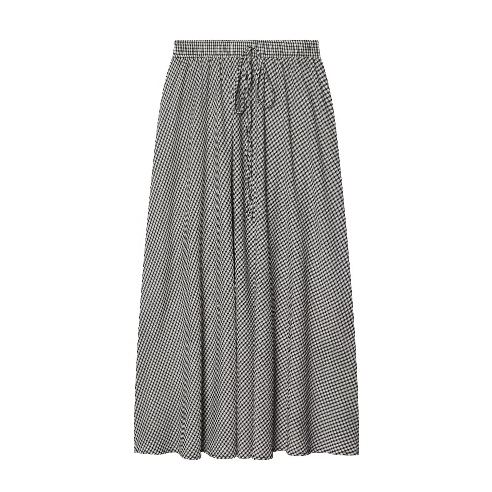 Women's casual plaid MIDI skirt