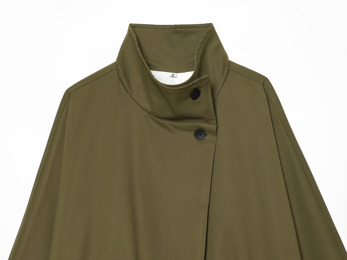 Women's lace up design loose parka Coat