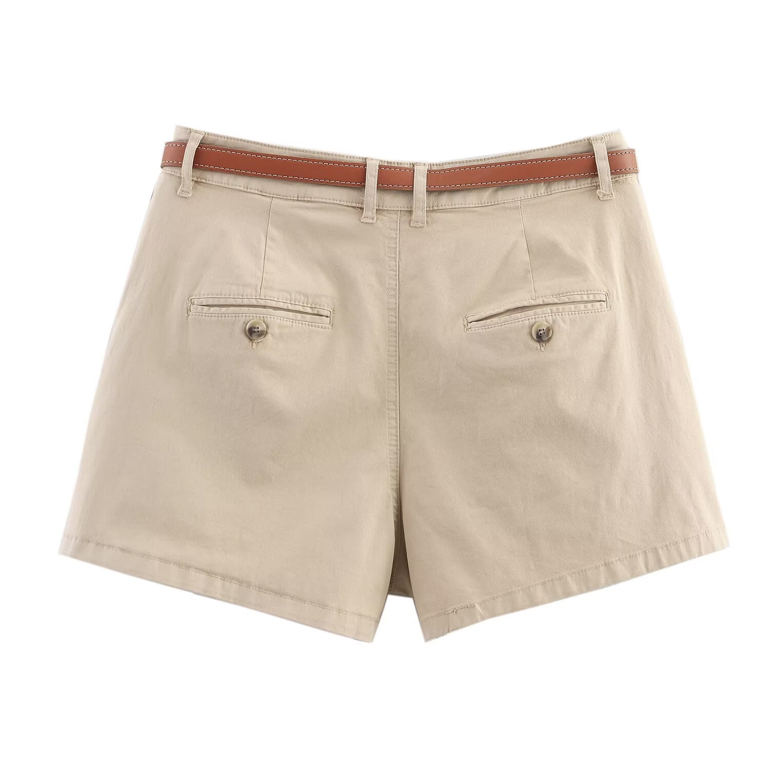 Women's' New Fashion With Belt Side Pocket Casual Versatile High Waist Shorts