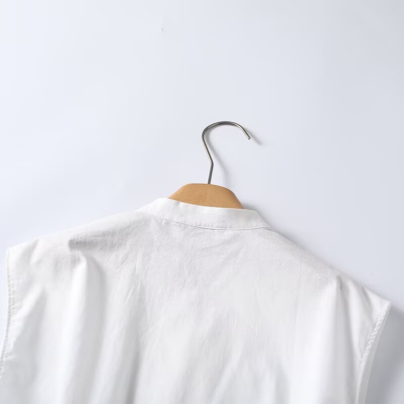 Women's casual linen blend sleeveless shirt
