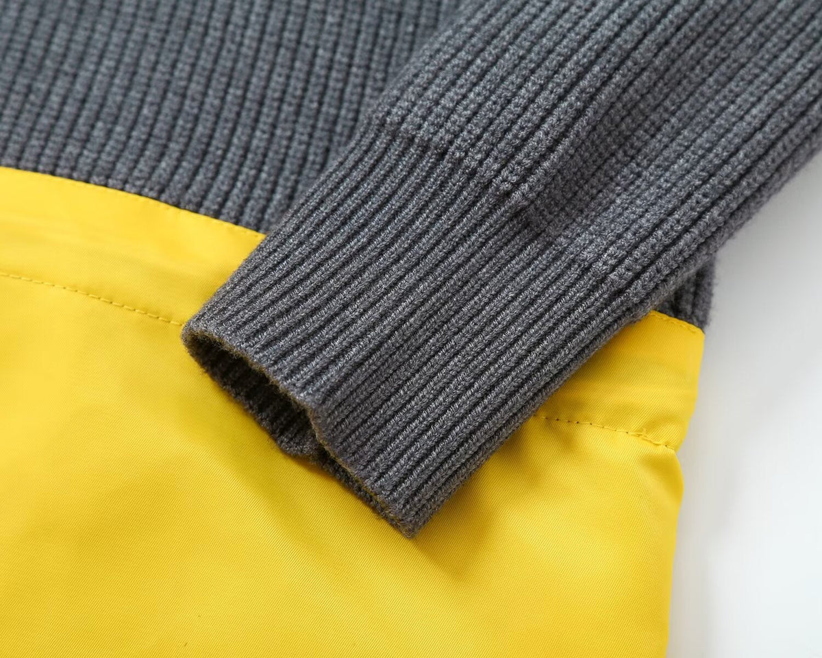 Women's pocket decoration splicing knitted Coat