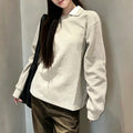 Women's new loose lapel long sleeve T-shirt sweater