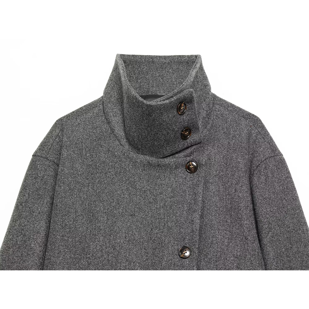 Women's new multi-color stand collar buttoned Coat