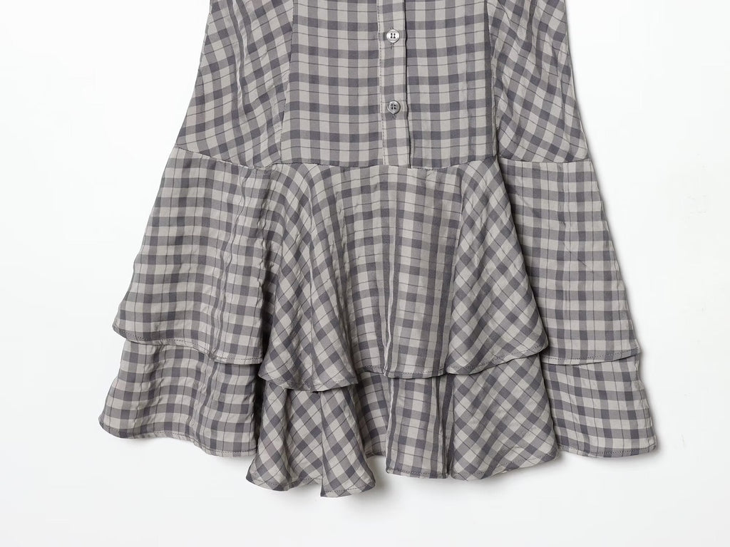 Women's layered decorative plaid mini dress