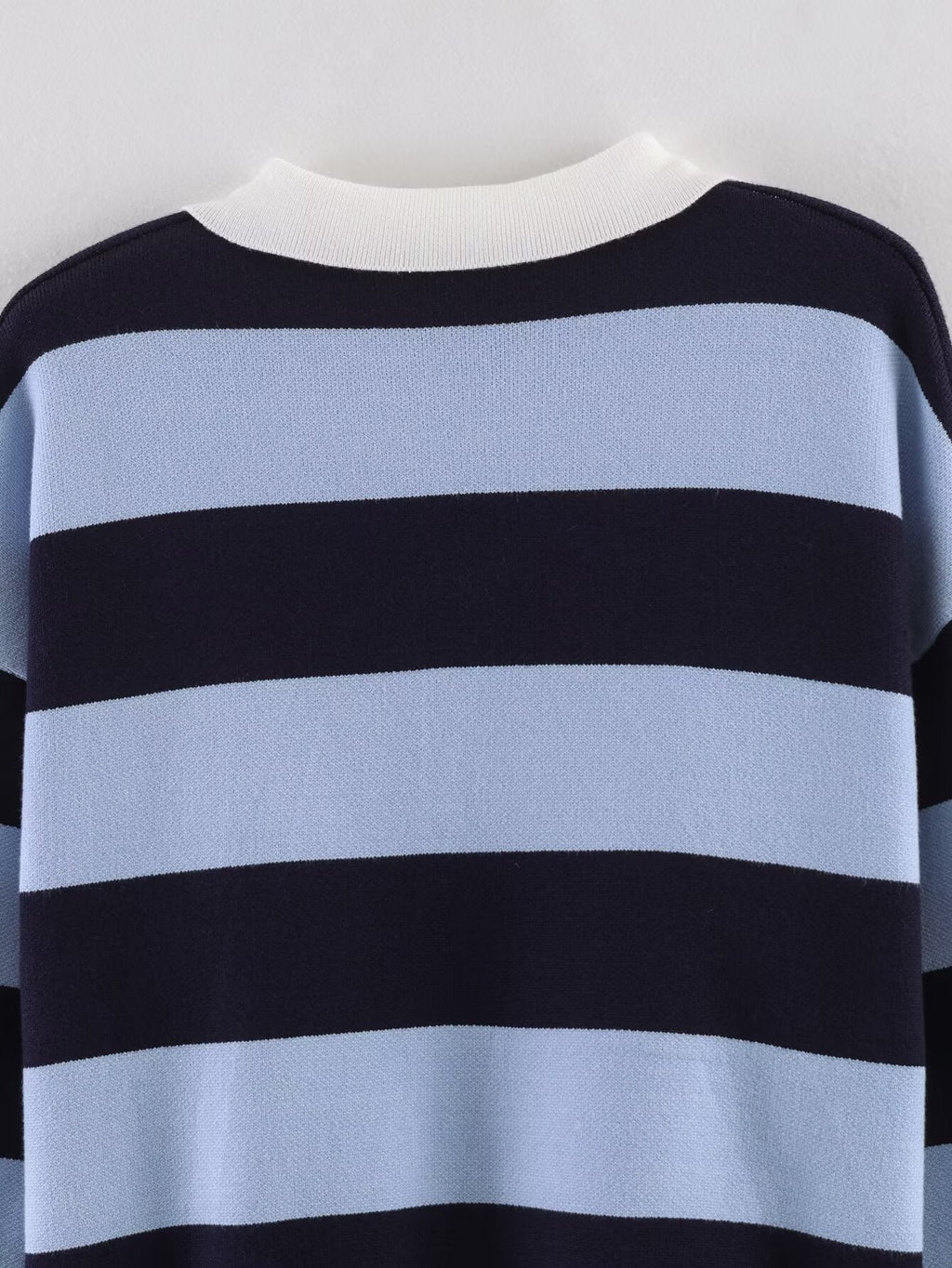 Women's striped polo shirt collar knit sweater