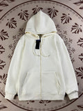 Women's new Joker embroidered sweater hooded pocket design long sleeve zipper coat.