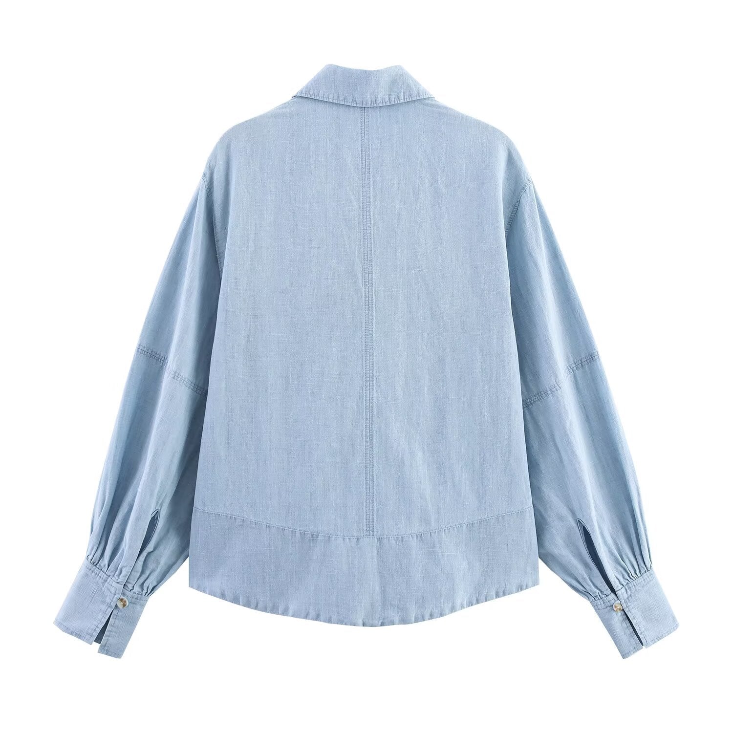Women's new fashion long sleeved denim button up shirt+Pants suit