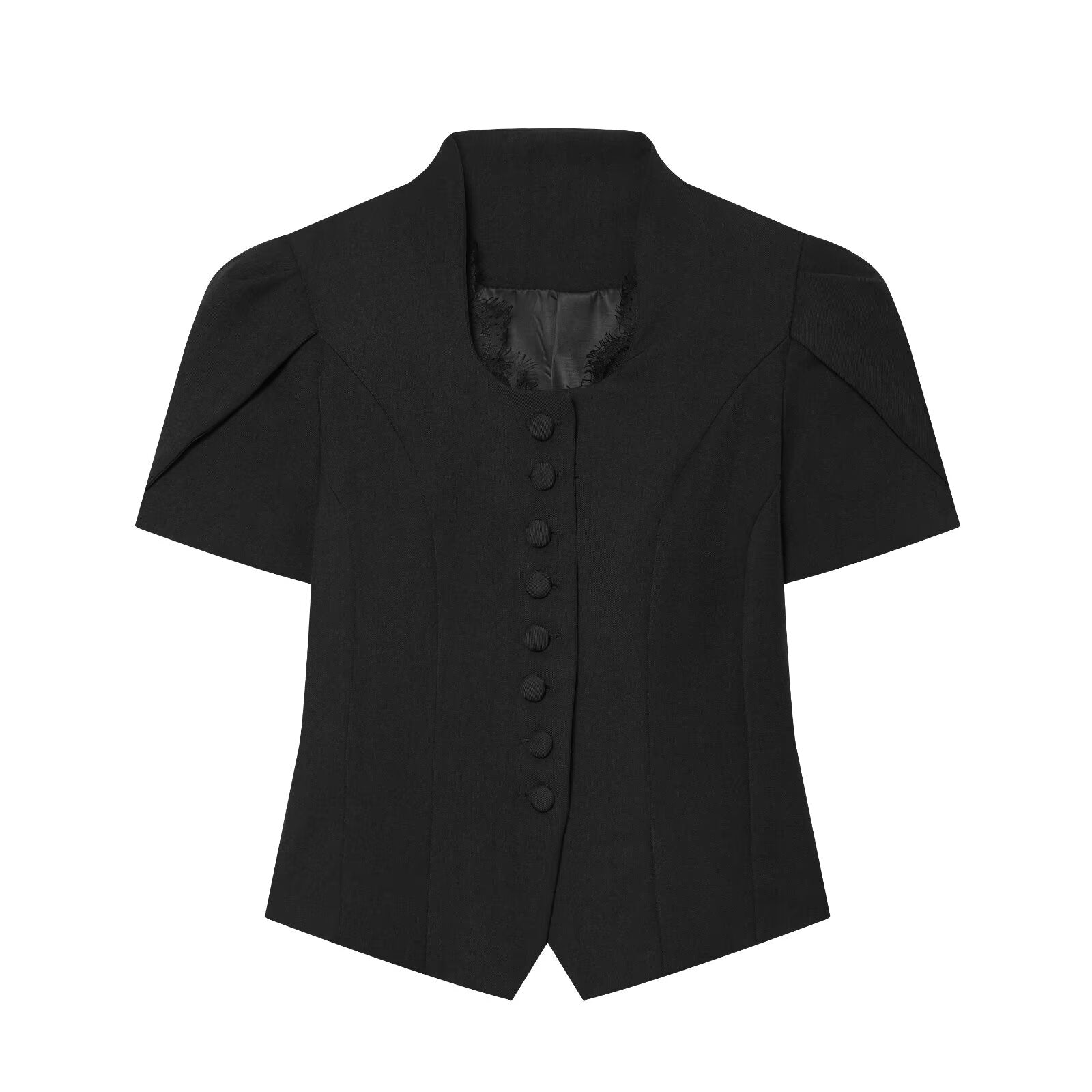 Women's new lace patchwork short sleeved Blazer top
