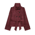 Women's with belt imitation suede jacket Coat