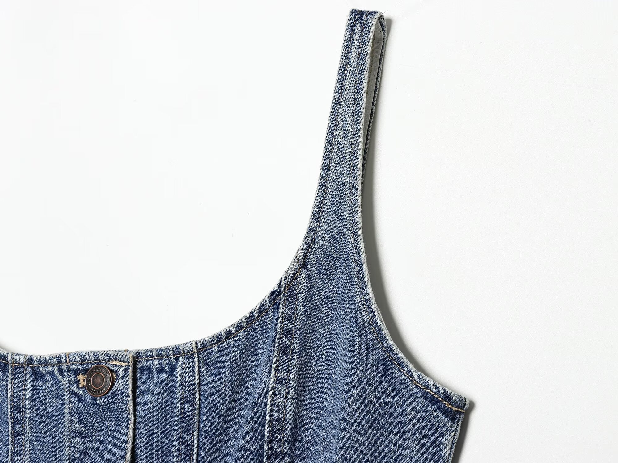 Women's retro buckle suspender denim dress