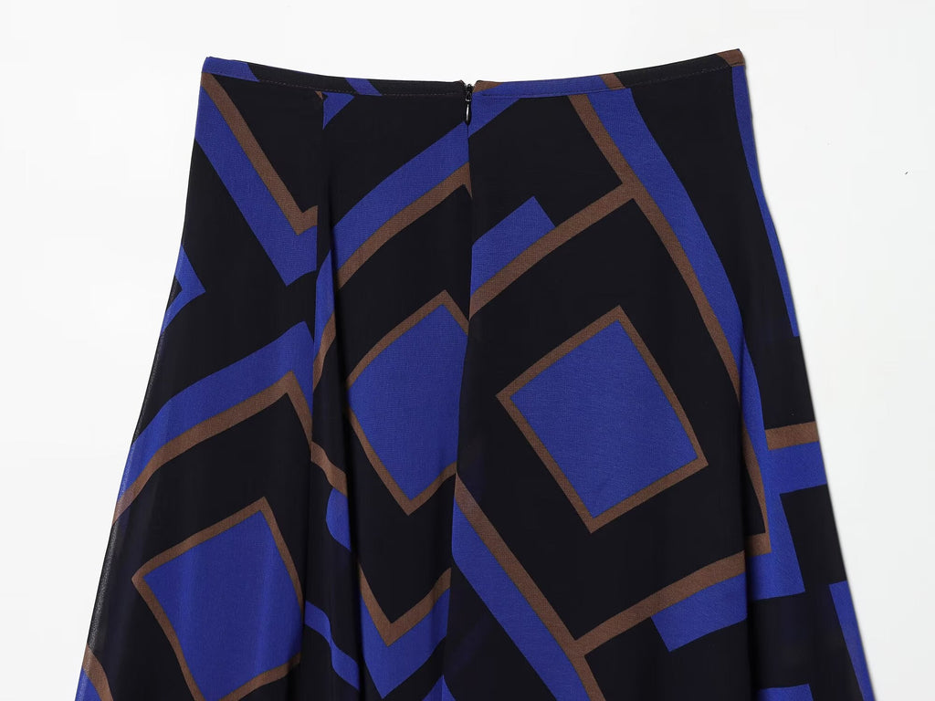 2026 Women's printed asymmetrical MIDI skirt