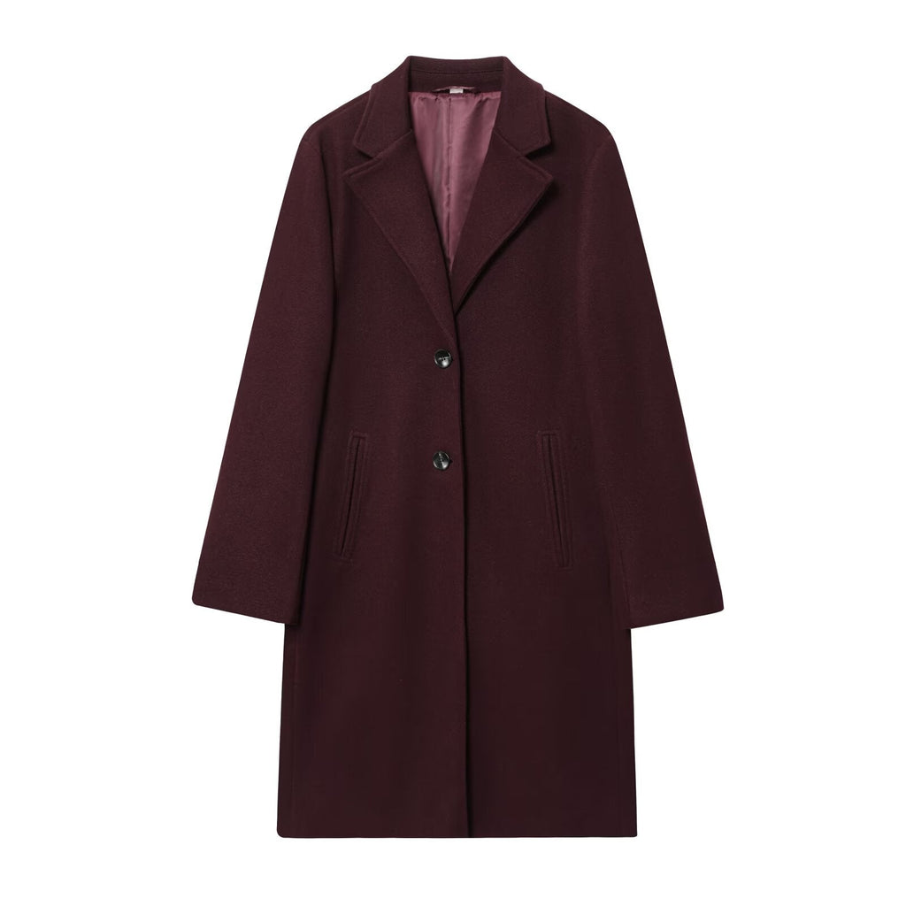 Women's New Fashion with Shoulder Pads Long Style Soft Texture Woolen Coat