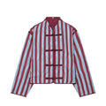 Women's striped rope buttoned cotton jacket Coat