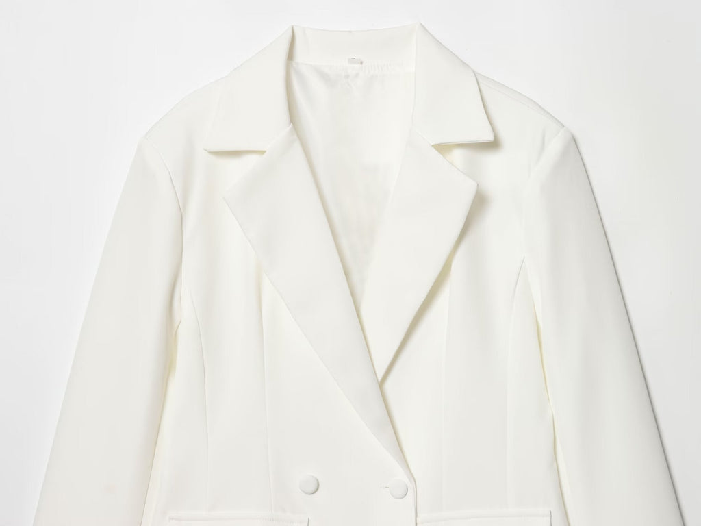 Women's solid slim double breasted Blazer Coat