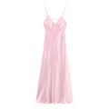 Women's summer chic Fashion multi colored satin texture suspender MIDI dress