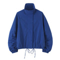 Women's pleated sleeve technology fabric buckle Coat