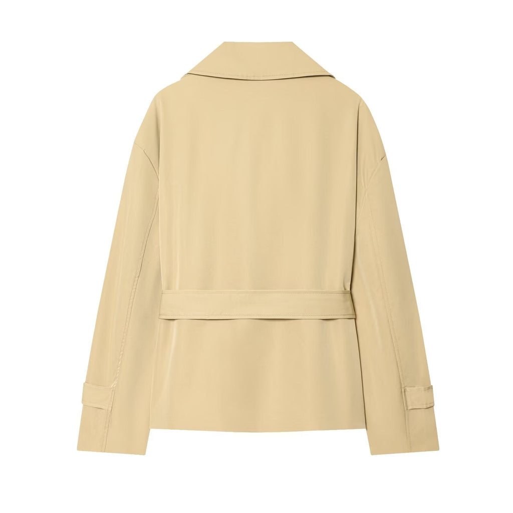 Women's with Belt short double breasted windbreaker Coat