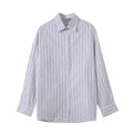 Women's new fashion loose long sleeved striped cotton shirt
