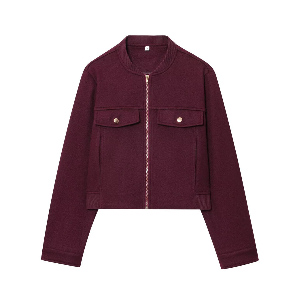 Women's 2025 fashion short soft texture long sleeved jacket Coat
