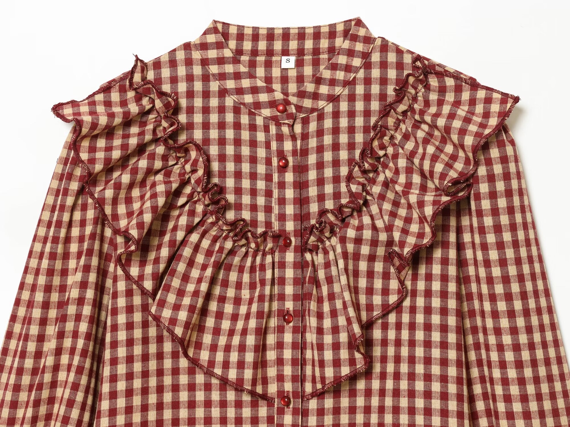 Women's layered decorative casual plaid shirt