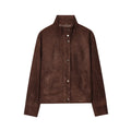 Women's new fashion anti suede effect stand collar jacket Coat