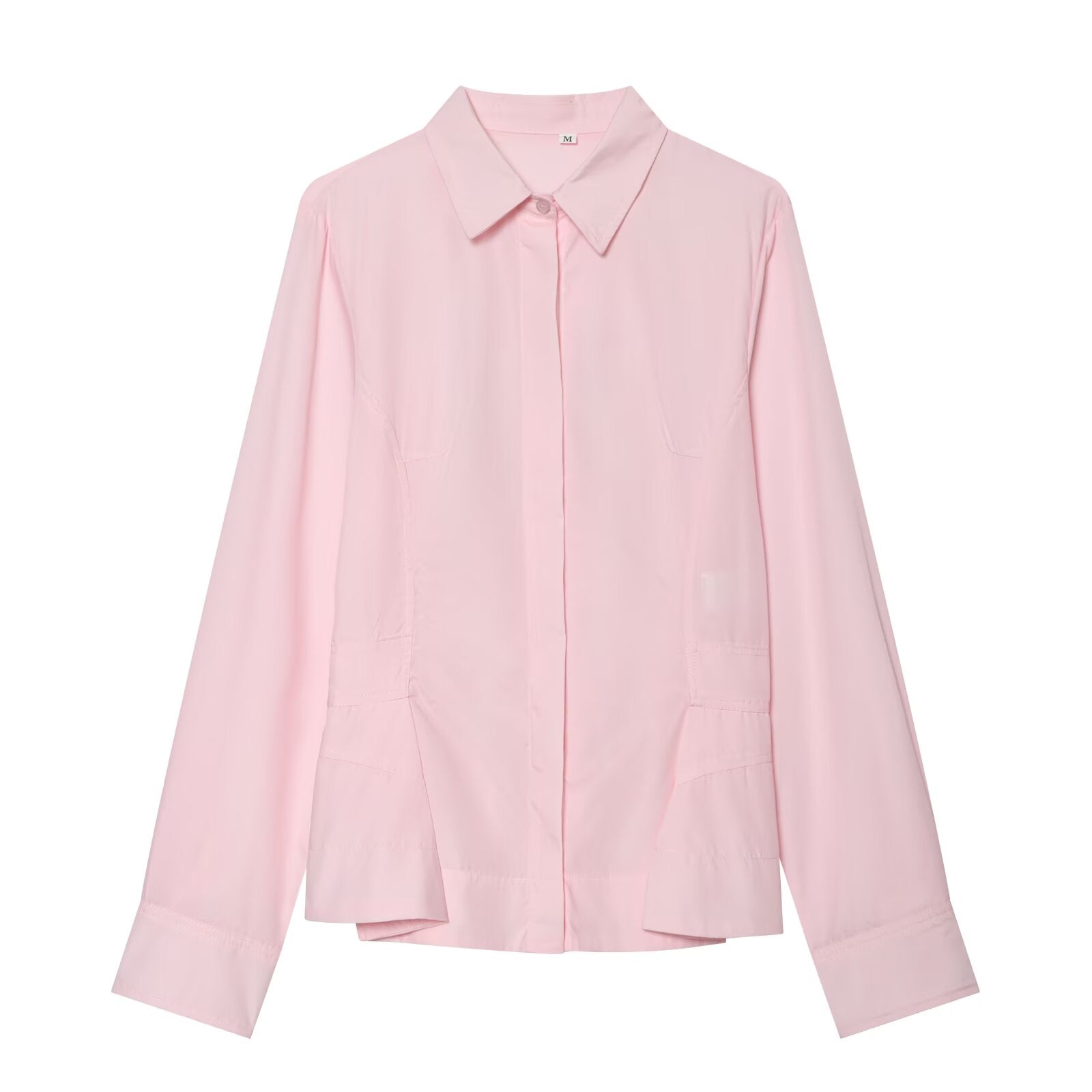 Women's short skirt style hemline poplin shirt