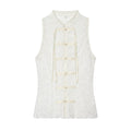 Women's rope knot decorative embossed lace top