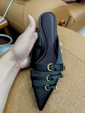 Women's New Fashion Joker Pointed Buckle Design Slippers Stiletto Sandals.
