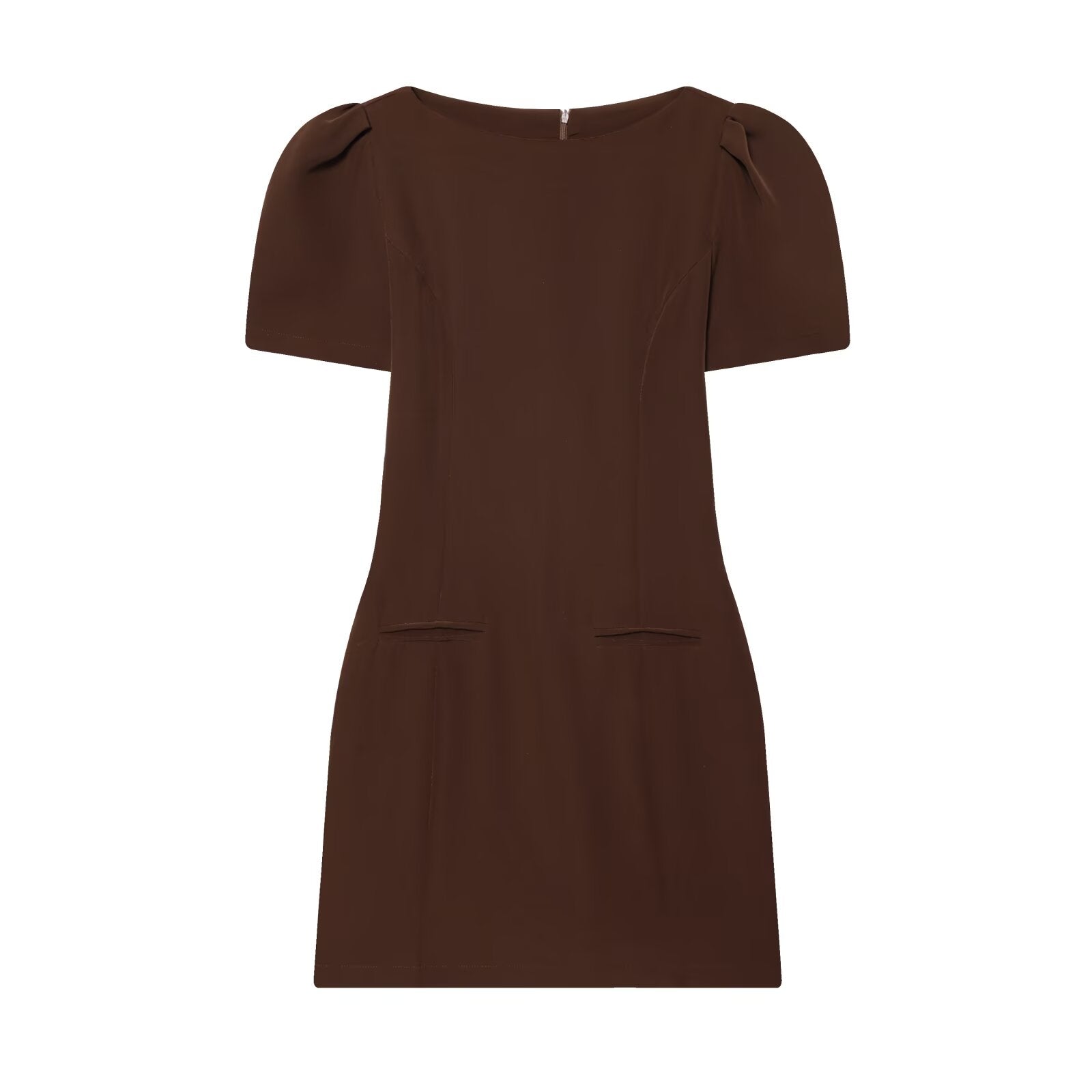 Women's black short sleeved pleated mini dress