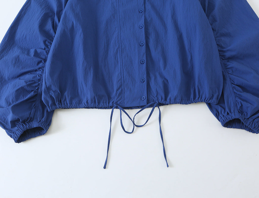 Women's pleated sleeve technology fabric buckle Coat