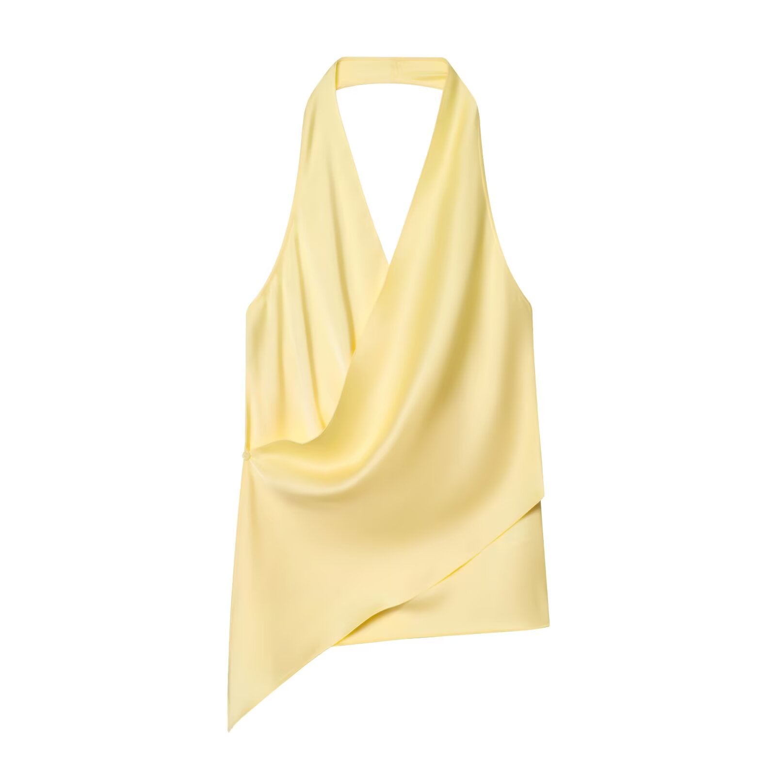 Women's Satin textured polka dot hanging neck top