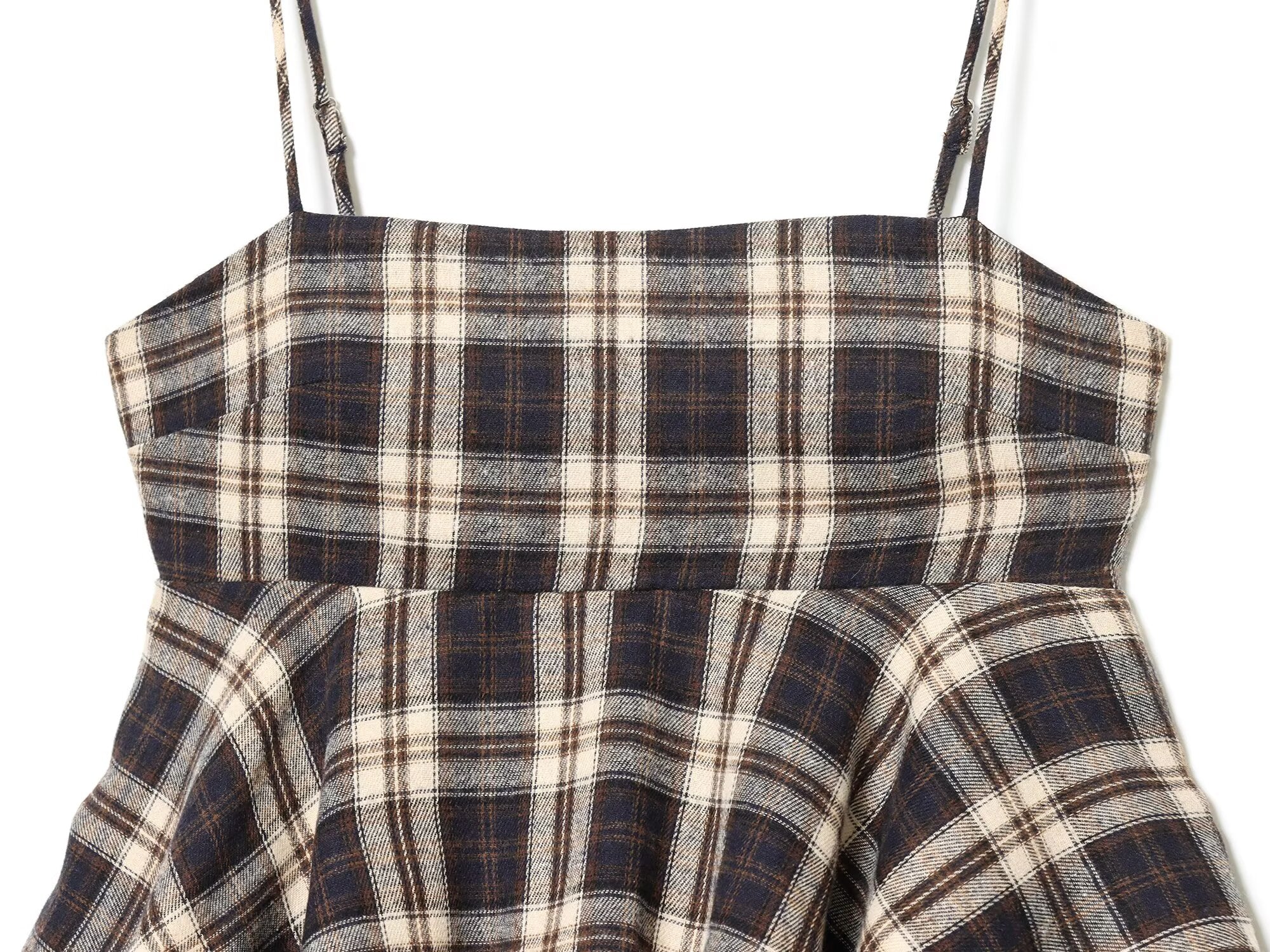 Women's layered decorative plaid suspender top