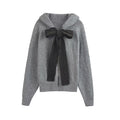 Women's bow decoration knitted hooded Coat