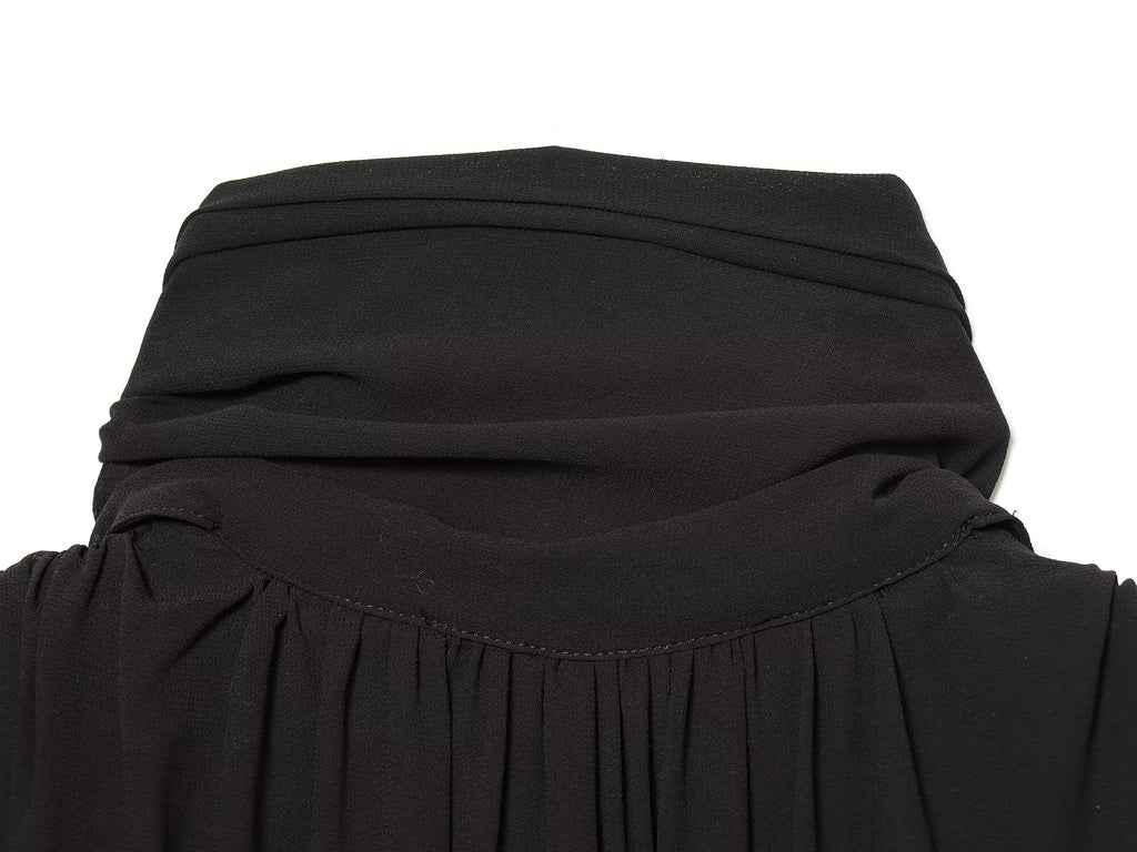 Women's tie decoration pleated chiffon top
