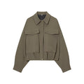 Women's new pleated hem loose pilot jacket Coat