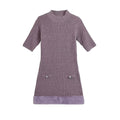 Women's new fashion faux fur effect short sleeved knitted mini dress