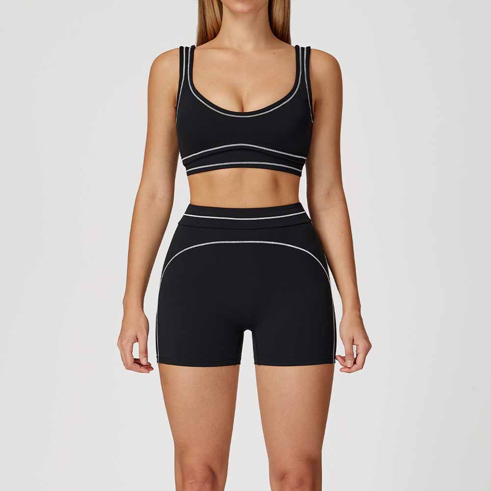Women's new sanding bra+shorts yoga suit