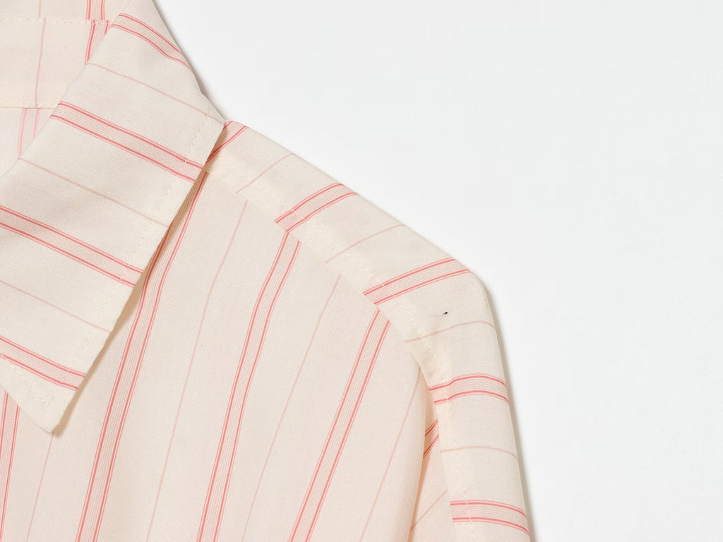 Women's lace up design loose striped shirt