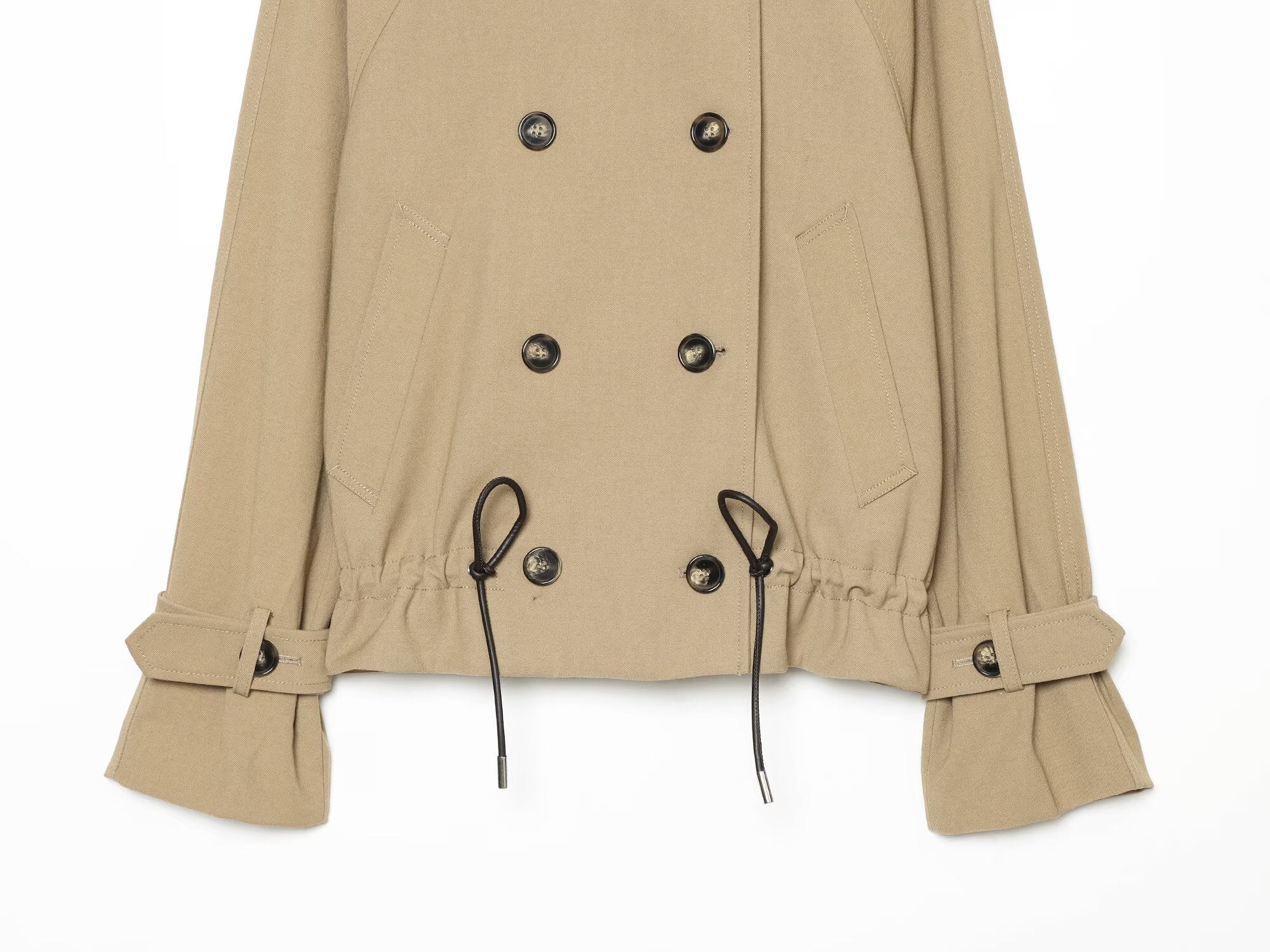 Women's with drawstring double breasted windbreaker Coat