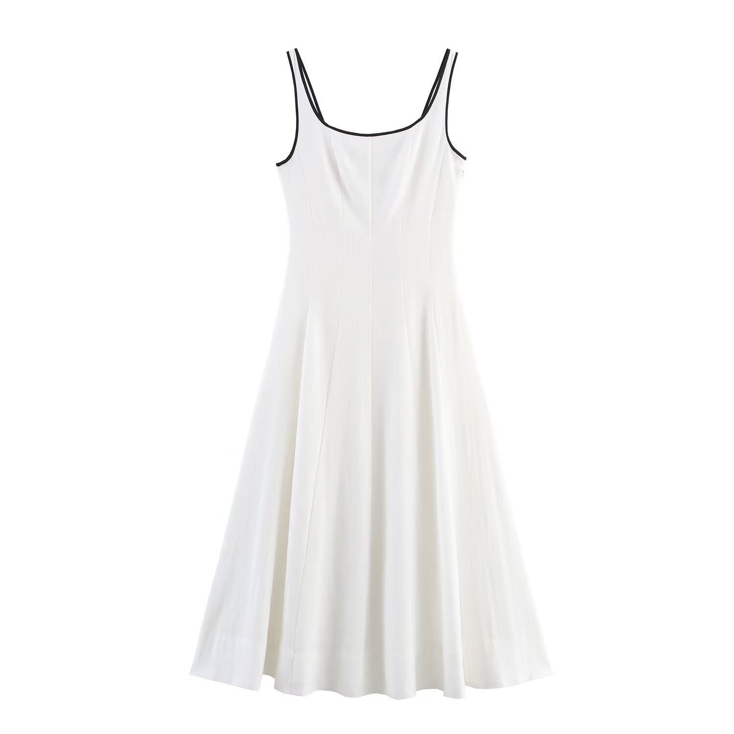 Women's new Fashion slim backless linen blend sleeveless MIDI dress