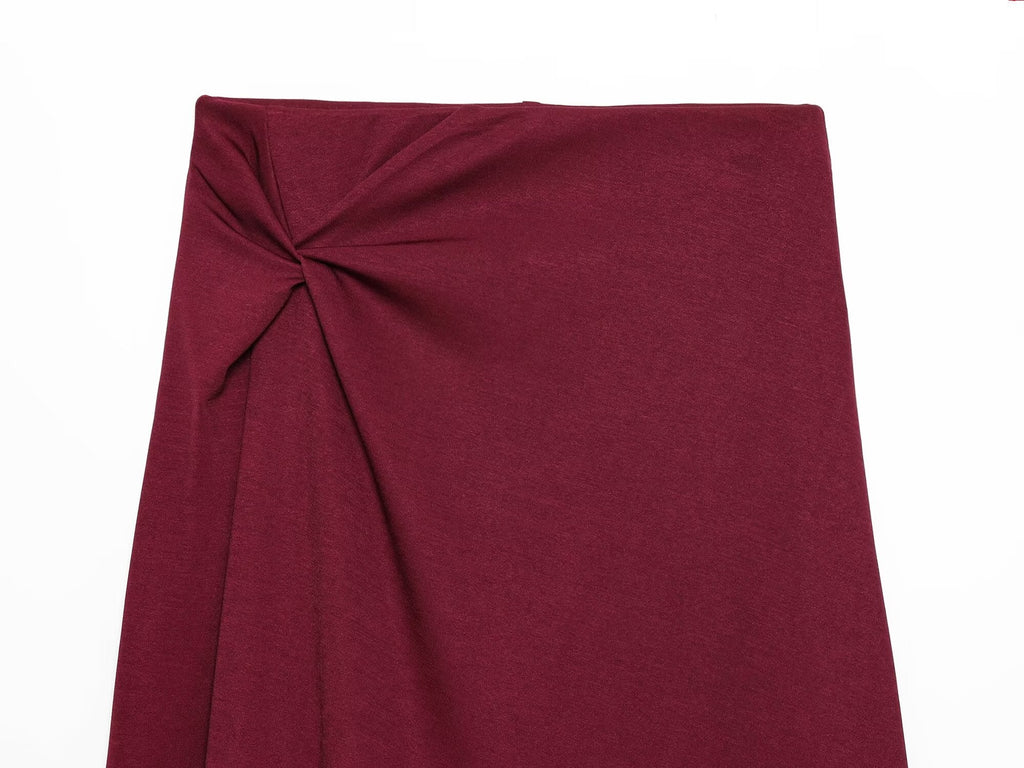 Women's twisted knot design casual MIDI skirt